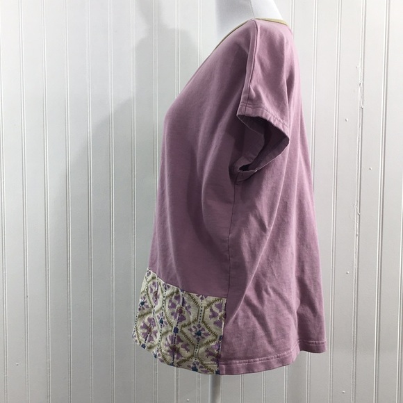 Market Place Purple Green Patchwork Mathura Tee Womens Medium Colorblock Boxy - Picture 4 of 8